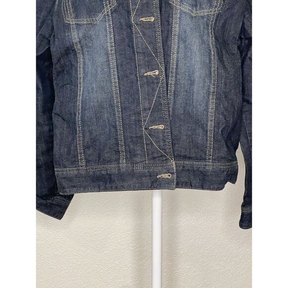 Coldwater Creek Jean Jacket Sz XL front Pockets Button Up Flannel Accents - Picture 4 of 9